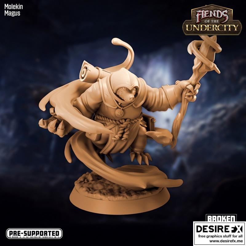 地下城的敌人——莫尔金魔导师 3D打印模型|Fiends of the Undercity – Molekin Magus – 3D Print Model