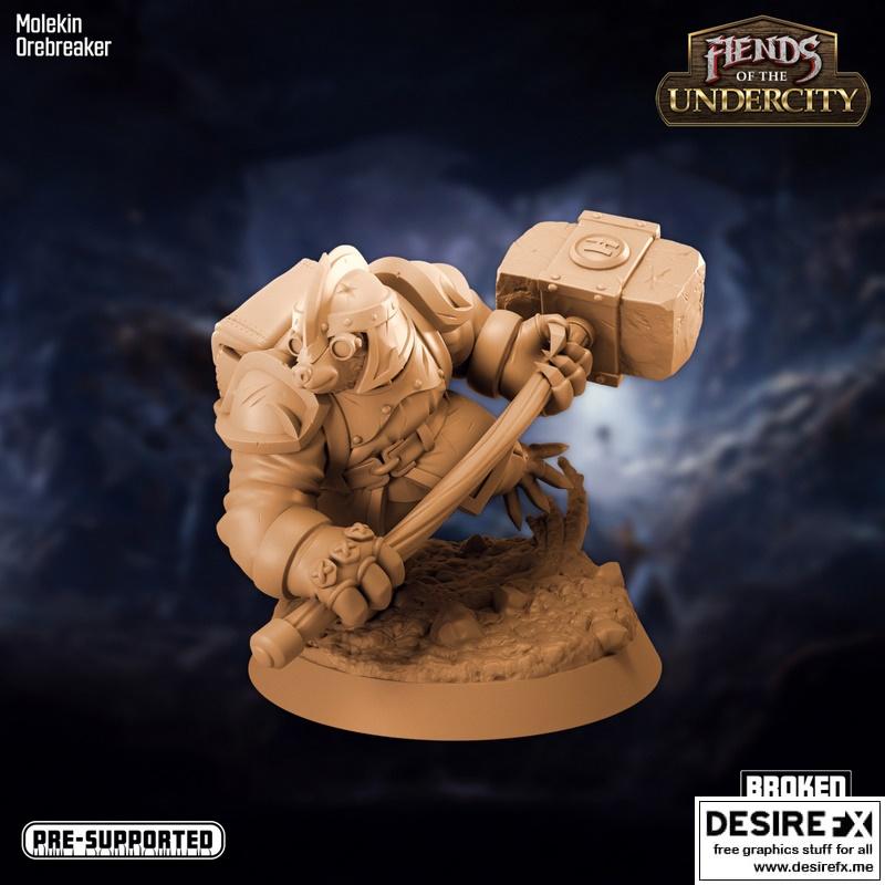 地下城的敌人——莫尔基恩·矿破者 3D打印模型|Fiends of the Undercity – Molekin Orebreaker – 3D Print Model