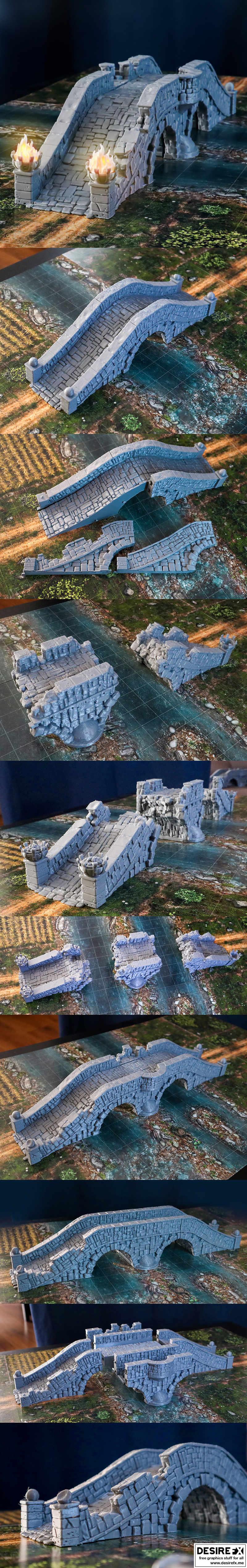 黑卷轴游戏迷你模型-塔罗城-可模块化桥梁-3D打印|Black Scrolls Games Miniatures – City of Tarok – Modular Bridge – 3D Print
