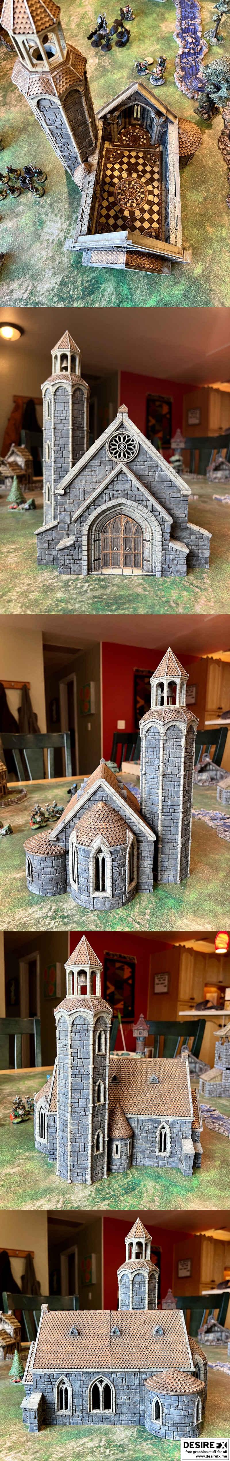 黑卷轴游戏迷你模型-塔罗城-重建教堂-3D打印|Black Scrolls Games Miniatures – City of Tarok – Rebuilt Church – 3D PrintRebuilt Church