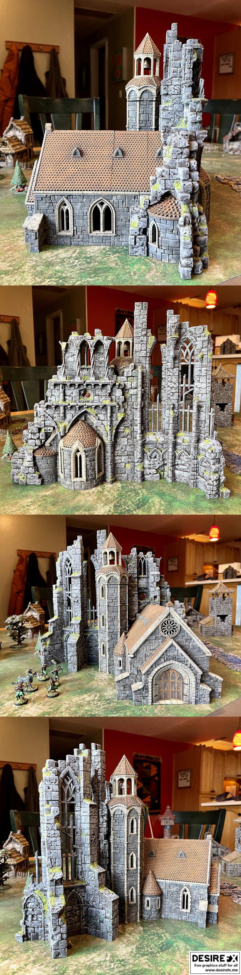 黑卷轴游戏迷你模型-塔罗城-重建教堂-3D打印|Black Scrolls Games Miniatures – City of Tarok – Rebuilt Church – 3D PrintRebuilt Church