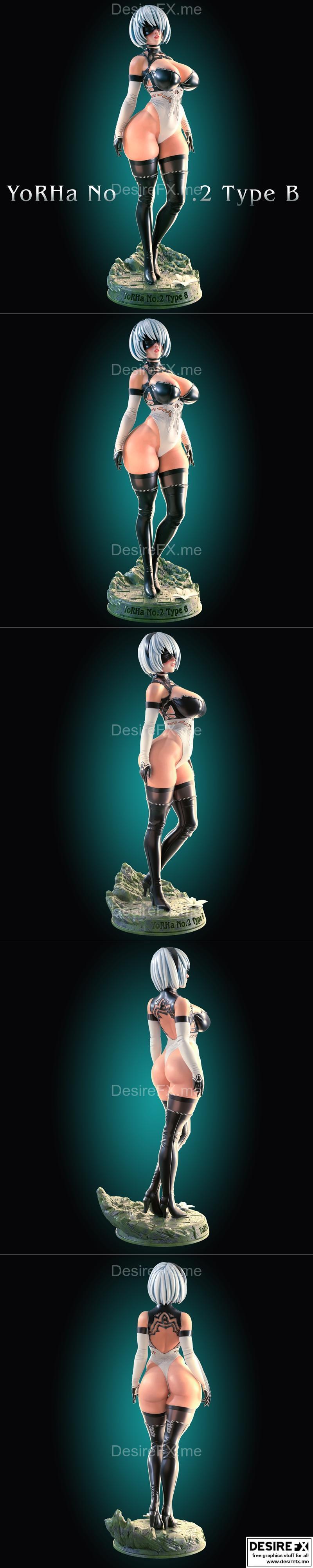 YO RHA 2号机B型 3D打印模型|Officer Rhu – YoRHa No2 Type B – 3D Print Model STL