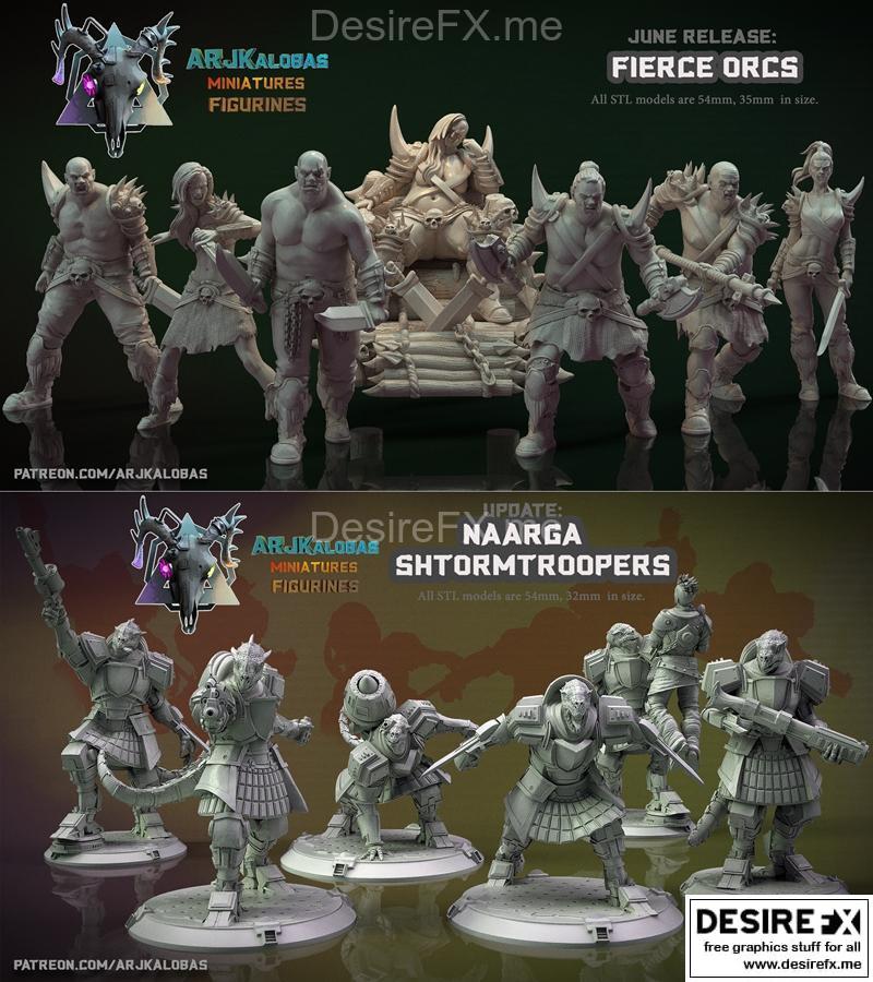 ARJKalobas 3D打印模型：纳尔加套装与凶悍兽人系列|ARJKalobas – Fierce Orcs and Naarga Set – 3D Print Model STL