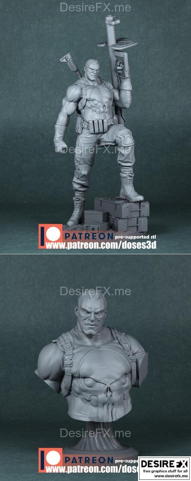 惩罚者雕像与塑像 - 3D打印模型|Punisher Statue and Bust – 3D Print Model STL