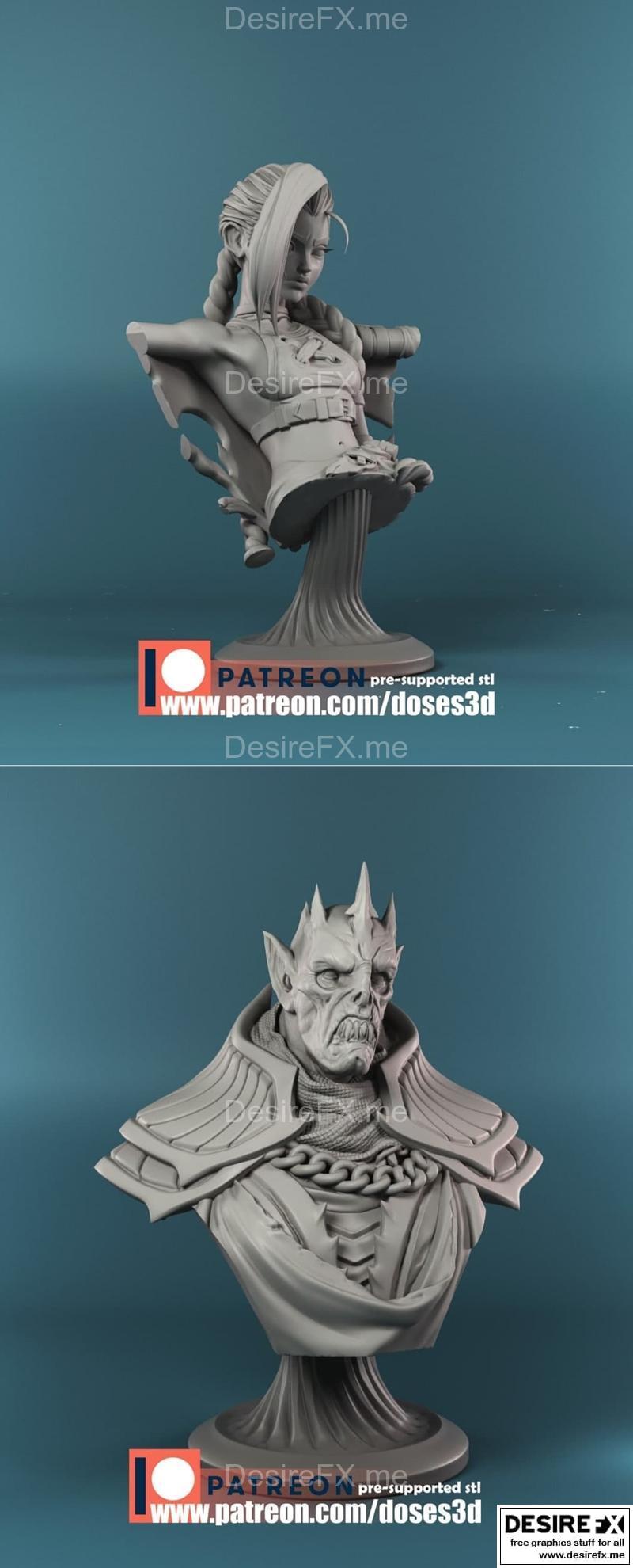 Jinx与吸血鬼的3D打印模型|Jinx Bust and Vampire Bust – 3D Print Model STL