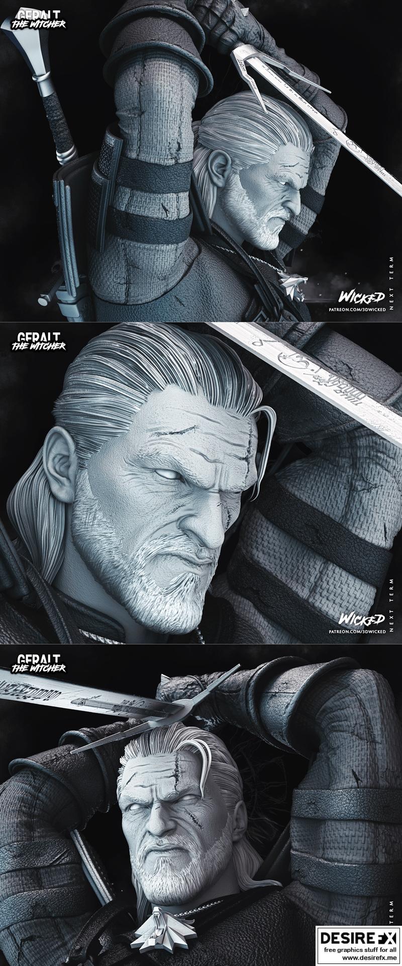 WICKED - 亡灵守卫者 3D打印模型|WICKED – Geralt Statue – 3D Print Model STL