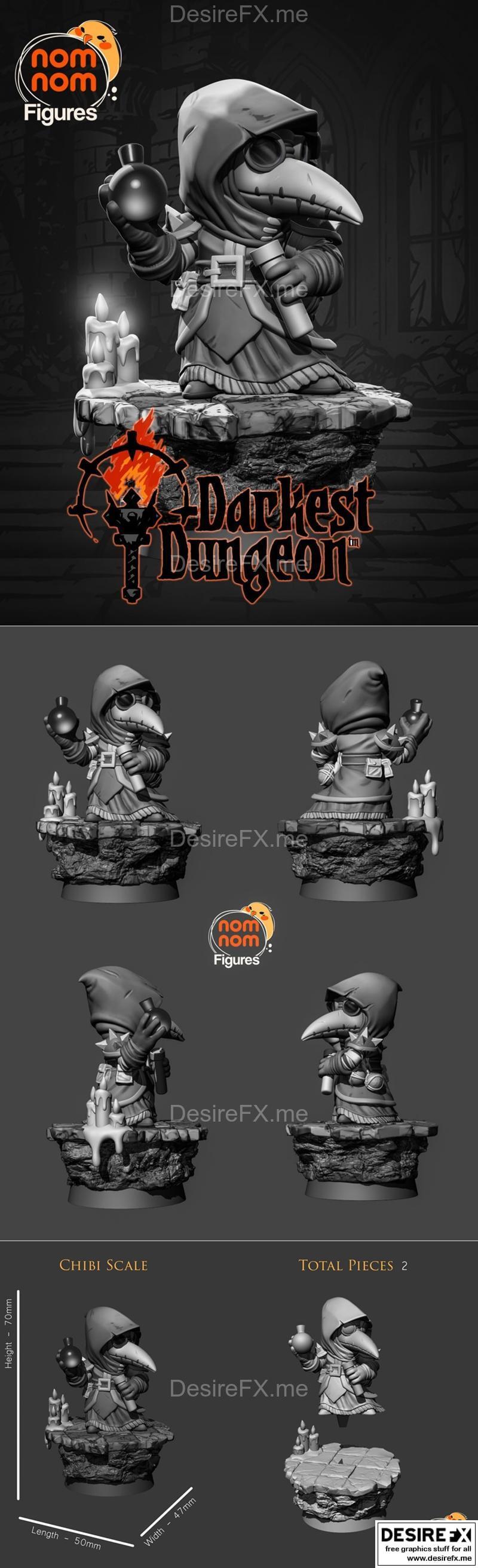 3D打印模型：darkest dungeon小恶魔医生玩偶|Nomnom Figures – Chibi Plague Doctor – Darkest Dungeon – 3D Print Model STL