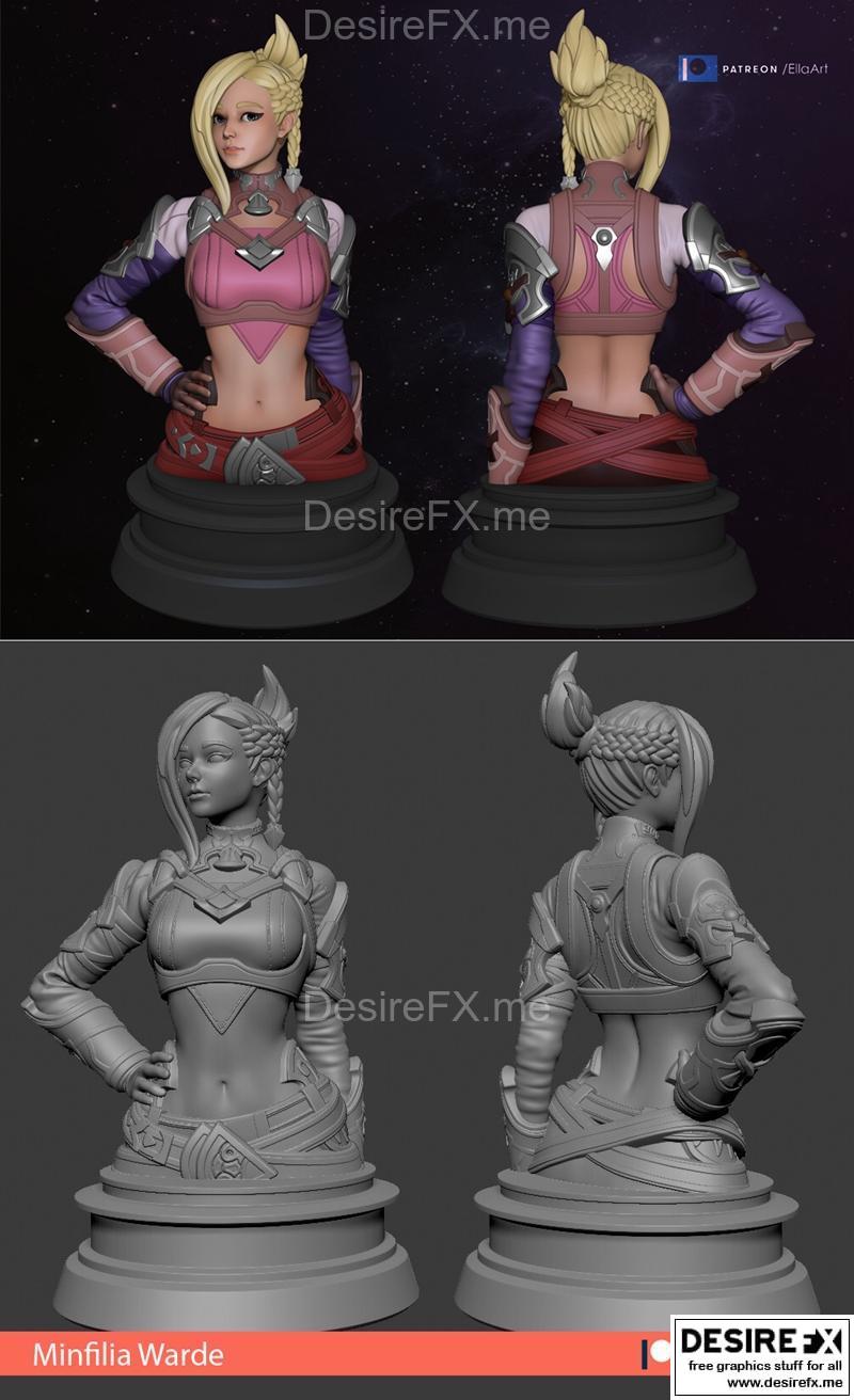 最终幻想14 女猎手 3D打印模型|Minfilia Warde – Final Fantasy XIV Bust – 3D Print Model STL