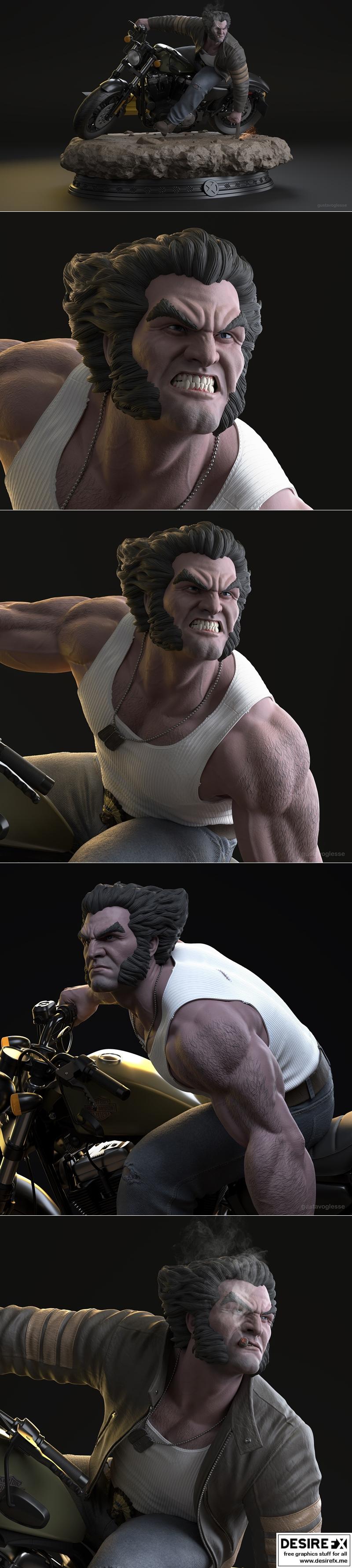 洛基骑车3D打印模型|Wolverine Logan on Bike – 3D Print Model STL