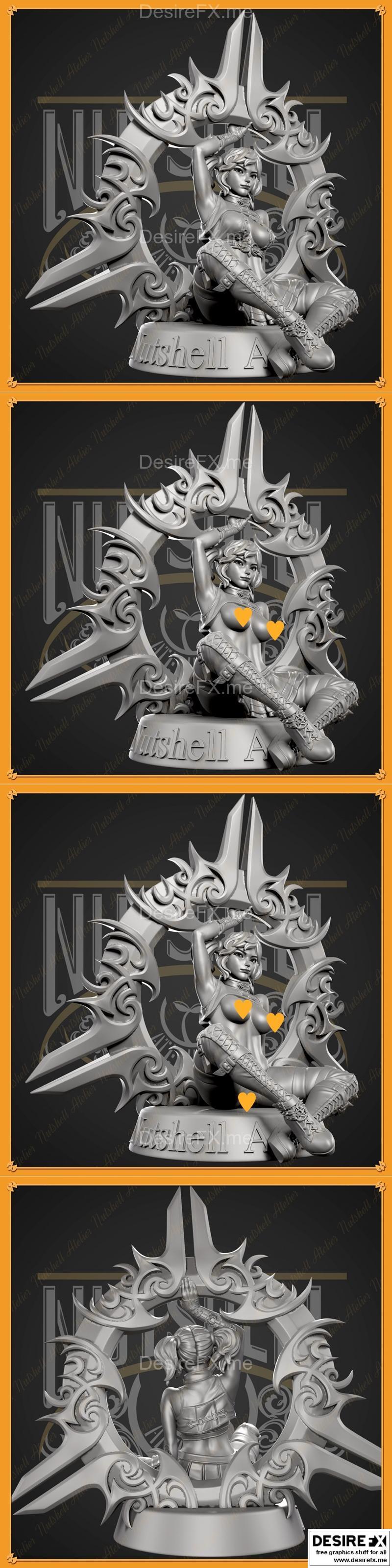 Nutshell Atelier - 3D打印模型 - 风车少女|Nutshell Atelier – Chakram girl – 3D Print Model STL