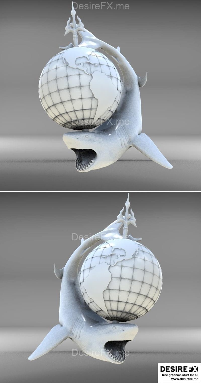 Walades Studio - 狼球3D打印模型|Walades Studio – Shark Globus – 3D Print Model STL