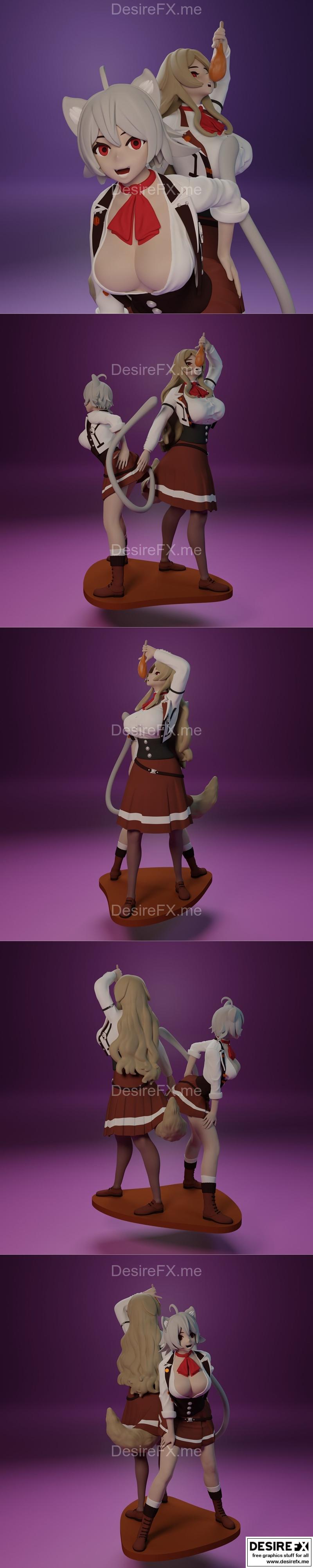 《蘑菇君传里琳娜与普尔塞娜3D打印模型》|Rinia Dedoldia and Pursena Adoldia from Mushoku Tensei – 3D Print Model STL