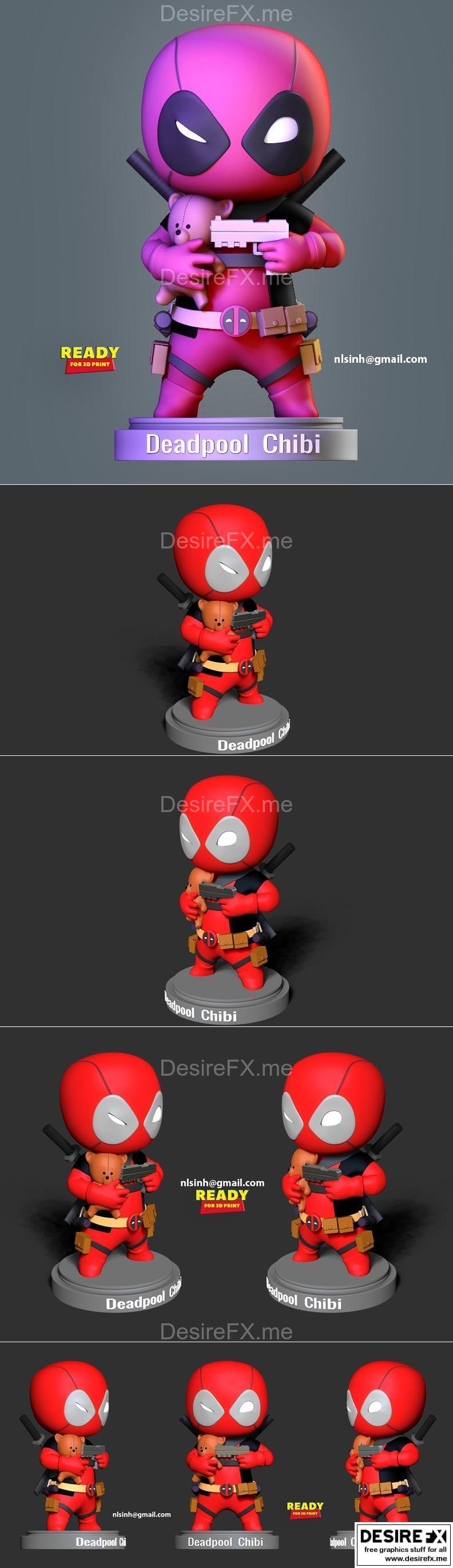 小熊死侍 3D打印模型|Chibi Deadpool – 3D Print Model STL