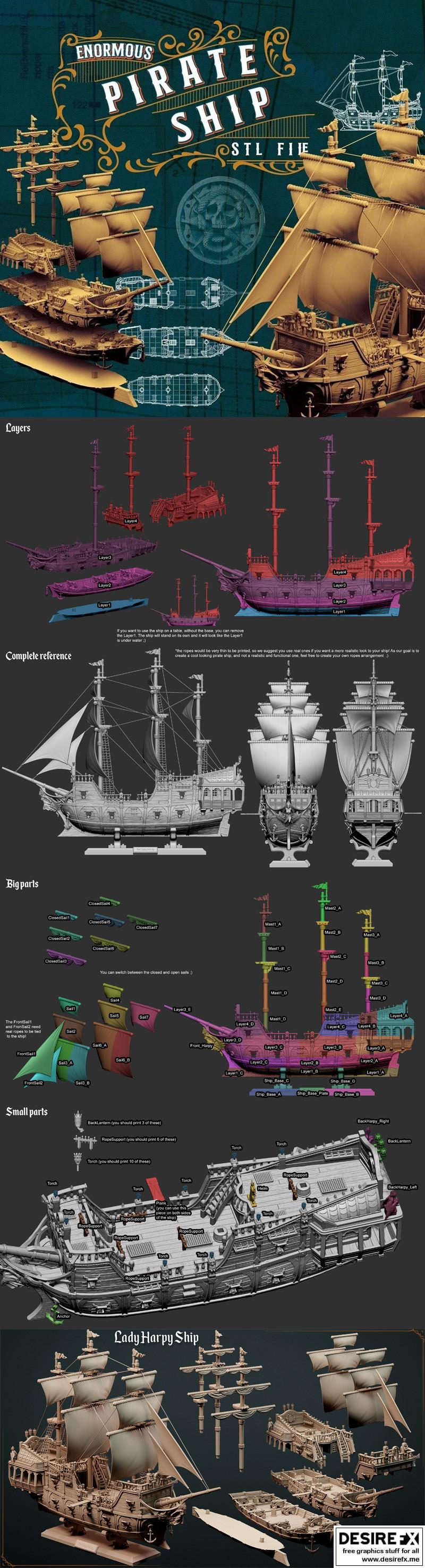 海盗船——Lady Harpy 3D打印模型|Pirate ship – Lady Harpy – 3D Model Print STL