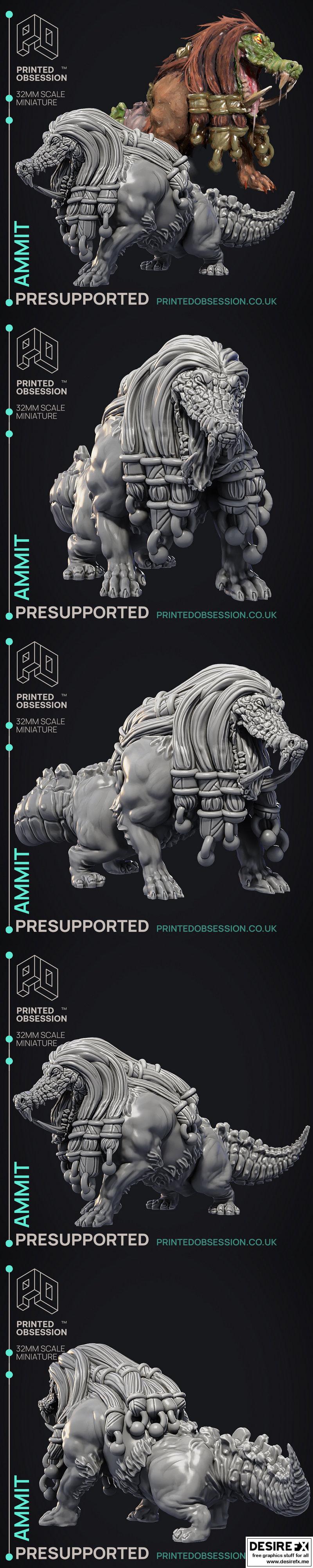 古埃及神域3D打印模型：审判之庭·阿姆米特|Printed Obsession – Court of Anubis – Ammit – 3D Print Model