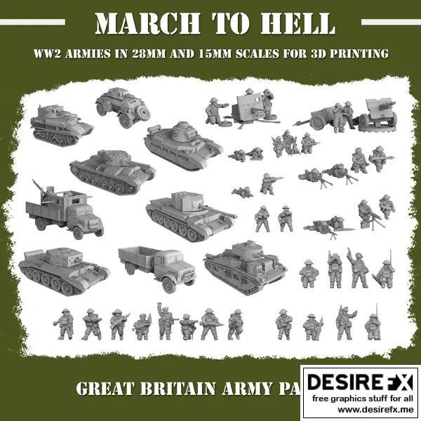 英国陆军主题3D打印模型套装01|March to Hell – Great Britain ARMY Pack 01