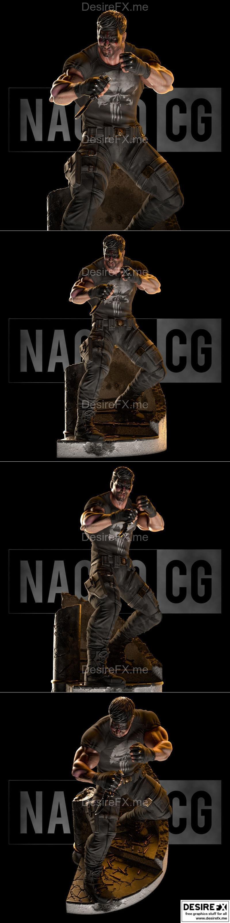 粉丝艺术复仇者战斗姿态——3D打印模型|Fan Art Punisher combat pose – 3D Print Model STL