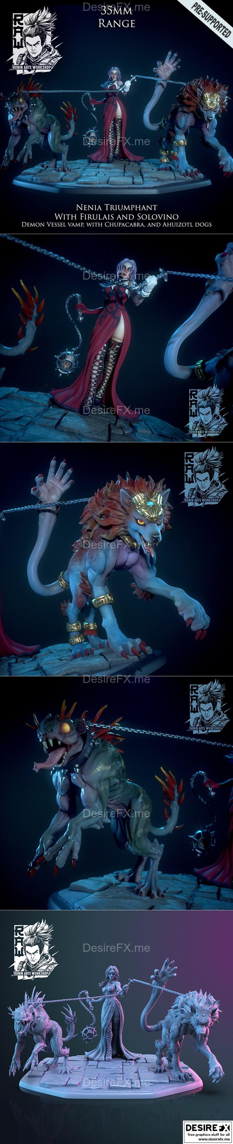 涅尼亚 triumphant：弗兰肯斯坦新娘与奇普卡布拉的阿乌伊佐特 3D打印模型|Nenia Triumphant – Bride of Frankenstein with Chupacabra and Ahuizot – 3D Print Model STL