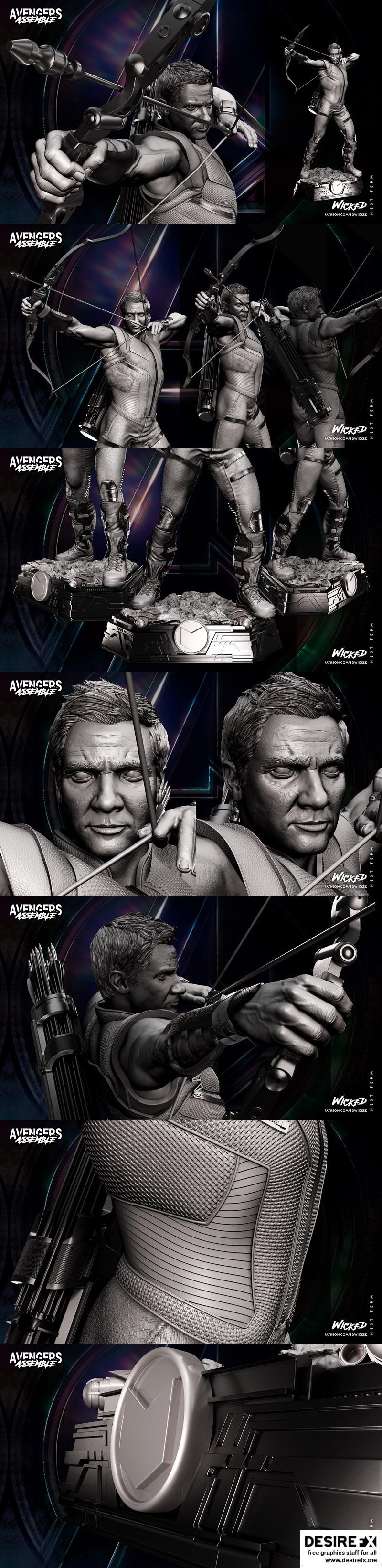 复刻3D打印模型：黑寡妇与雷神之锤——漫威英雄系列雕塑|Wicked – Hawkeye – The Avengers – Marvel Comics – 3D Print Statue