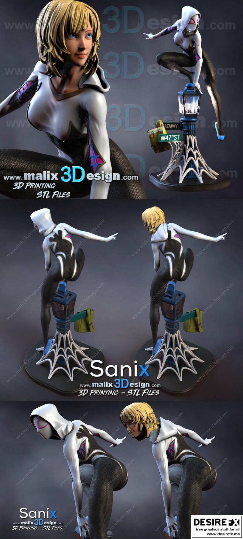 Sanix - 蜘蛛女 - 蜘蛛侠 - 3D打印模型|Sanix – Spider Gwen – Marvel Comics – 3D Print Model