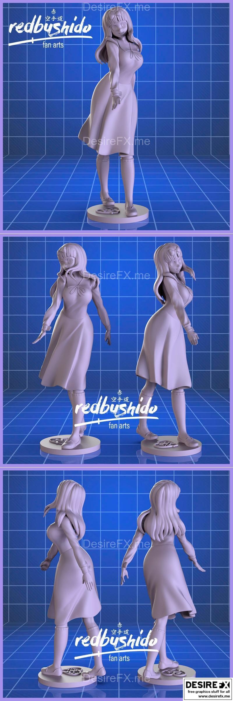 红brushido-荒川智卡-3D打印模型|Redbushido – Fugiwara Chika – 3D Print Model STL