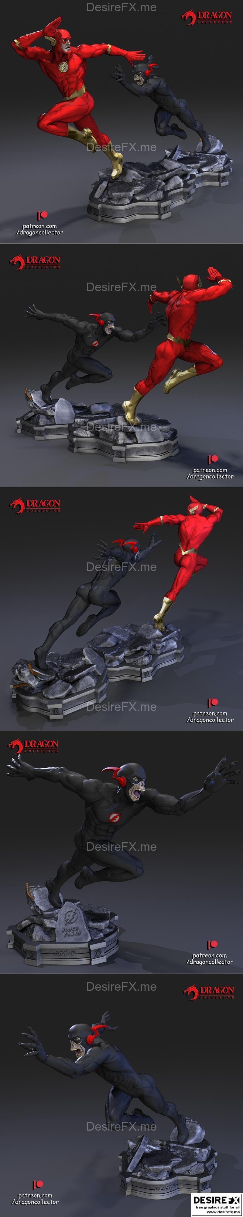 黑闪电与闪电——3D打印模型|Black Flash and Flash – 3D Print Model STL