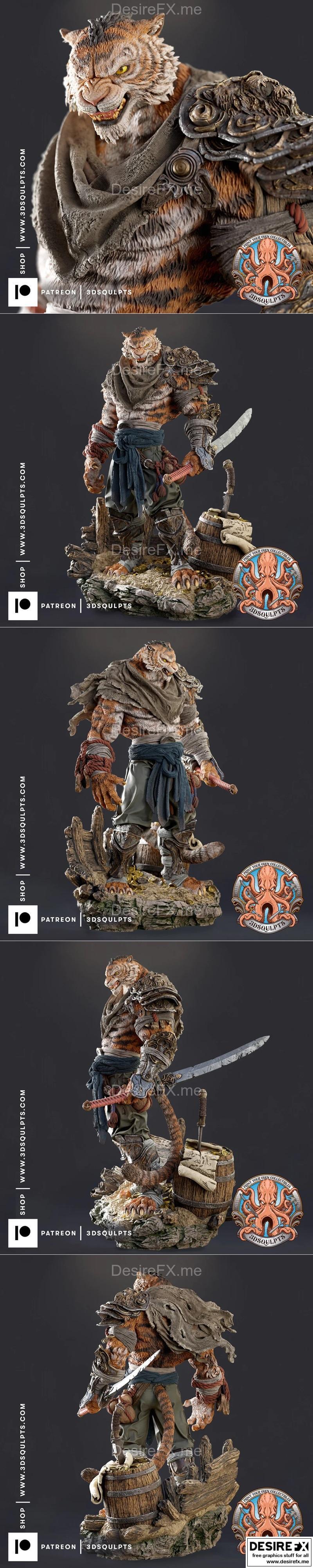 3D打印模型：精英虎战士|3dsqulpts – Elite Tiger Warrior – 3D Print Model STL