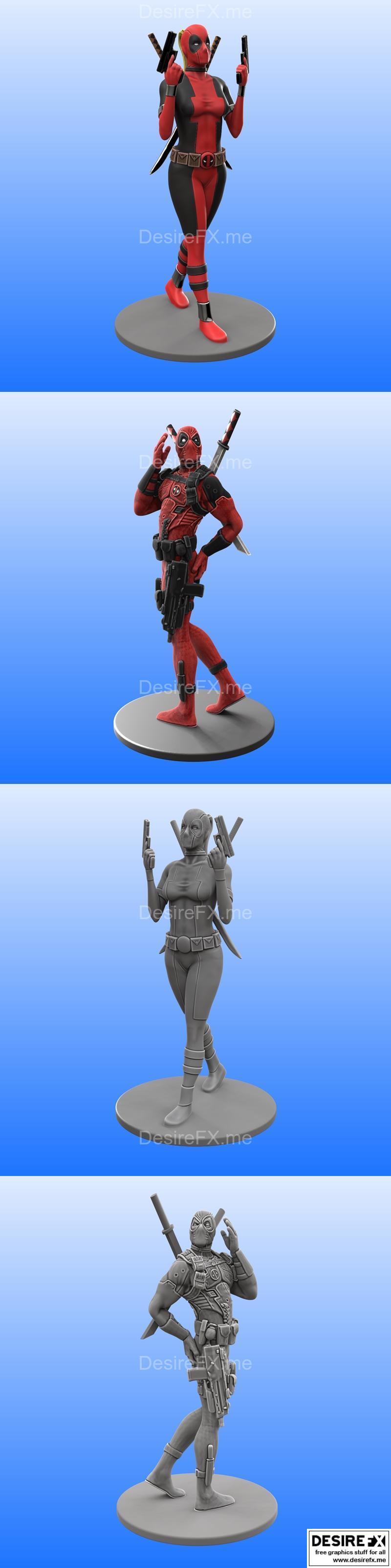 3D打印模型：女版Deadpool与性感Deadpool|Lady Deadpool and Sexy Deadpool – 3D Print Model STL