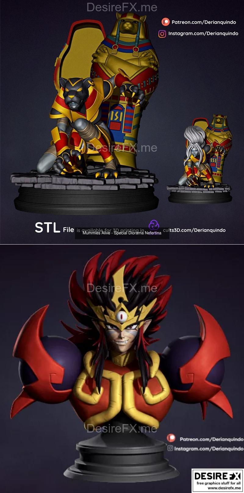 Zenki系列Nefertina角色3D打印模型|Zenki – Kishin Doujin and Mummies Alive – Nefertina – 3D Print Model STL