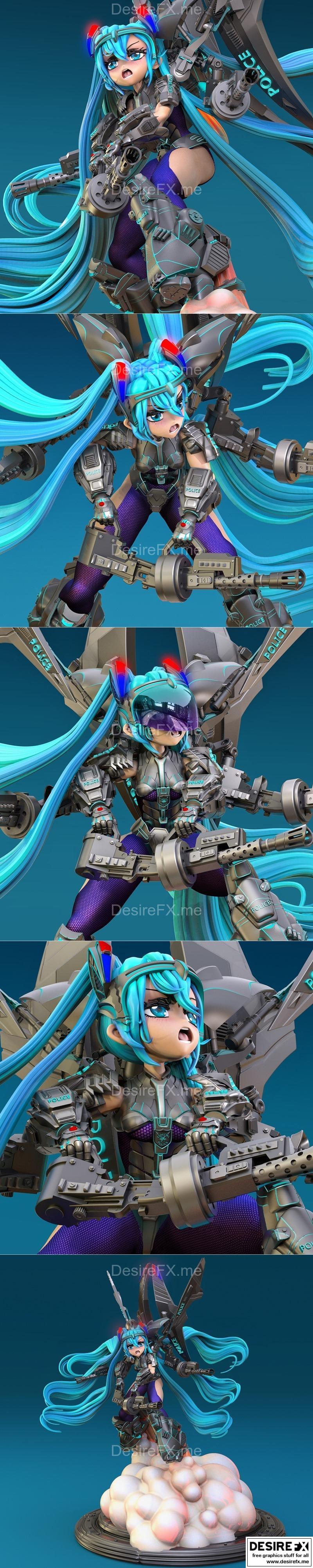 初音未来警察 3D打印模型|Miku Hatsune Police – 3D Print Model STL