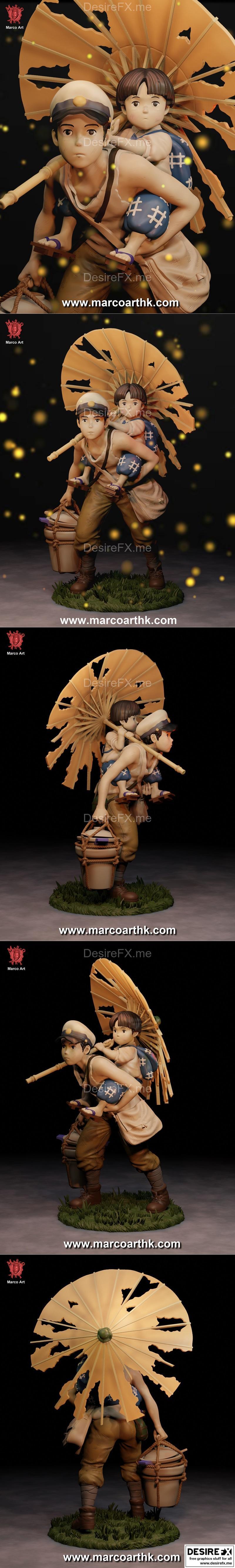 马可艺术-萤火虫之墓-3D打印模型|Marco Art – Grave of the Fireflies – 3D Print Model STL