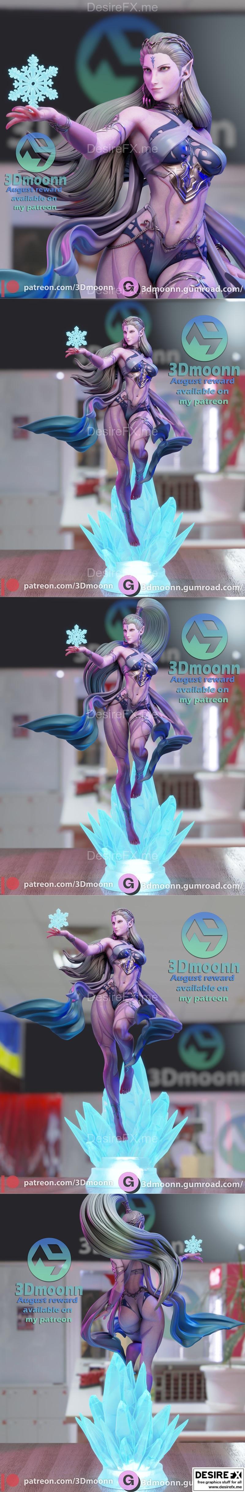 3D打印模型：最终幻想 Shiva 可打印雕塑|3Dmoonn – Shiva Final Fantasy – 3D Print Model STL