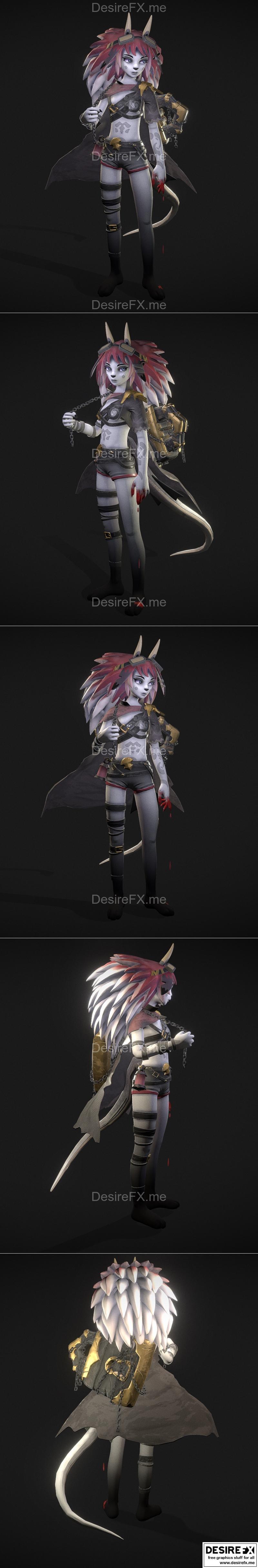 Artstation挑战赛：龙女角色3D打印模型|Artstation Challenge – Dragon Girl – 3D Print Model STL