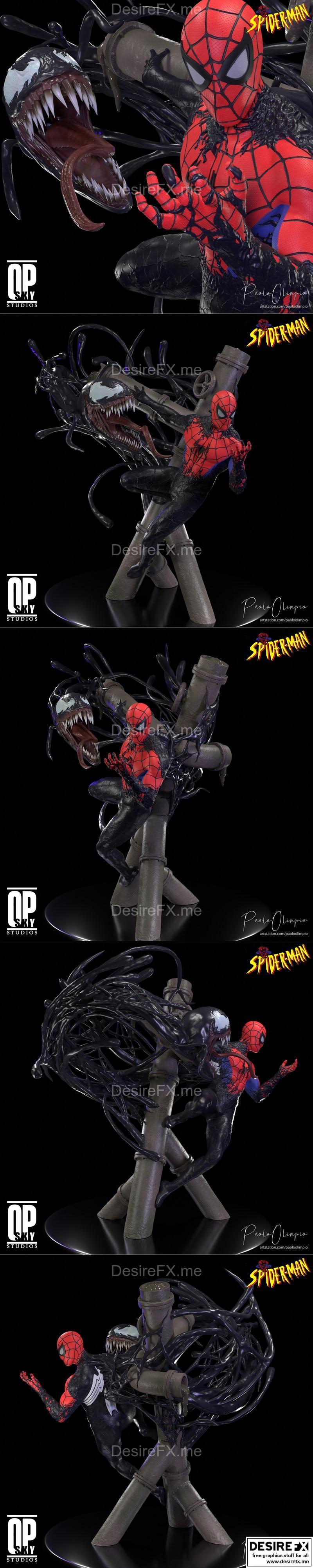 SkyOP Studios - 蜘蛛侠 vs 绿魔 3D打印模型|SkyOP Studios – Spider-Man VS Venom Statue – 3D Print Model STL
