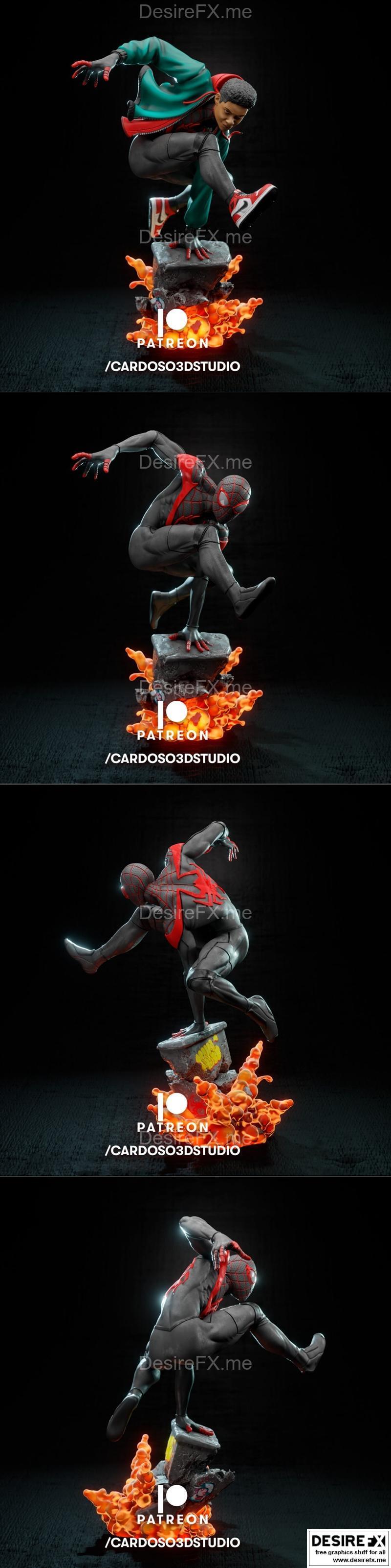 Ca 3d Studios - 美队 - 米尔士莫尔斯 3D打印模型|Ca 3d Studios – Spiderman – Miles Morales – 3D Print Model STL