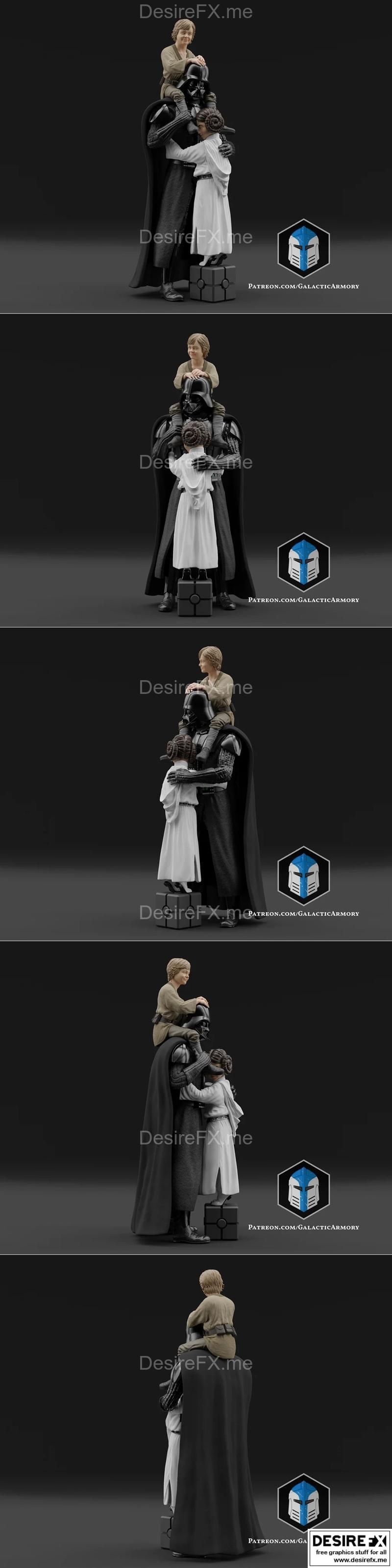 《星球大战：卢克与莱娅父子情 3D打印模型》|Darth Vader – Fatherhood – Luke and Leia – 3D Print Model STL