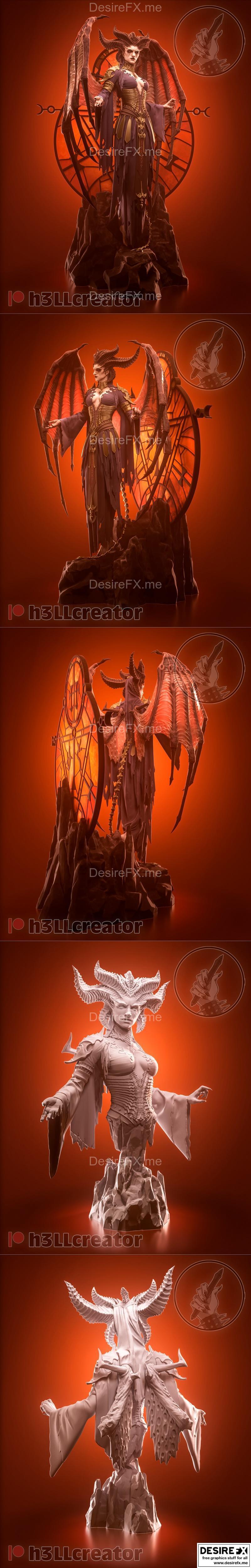 H3LL创作者 - 女神莉莉丝 - 3D打印模型|H3LL Creator – Lilith – 3D Print Model STL