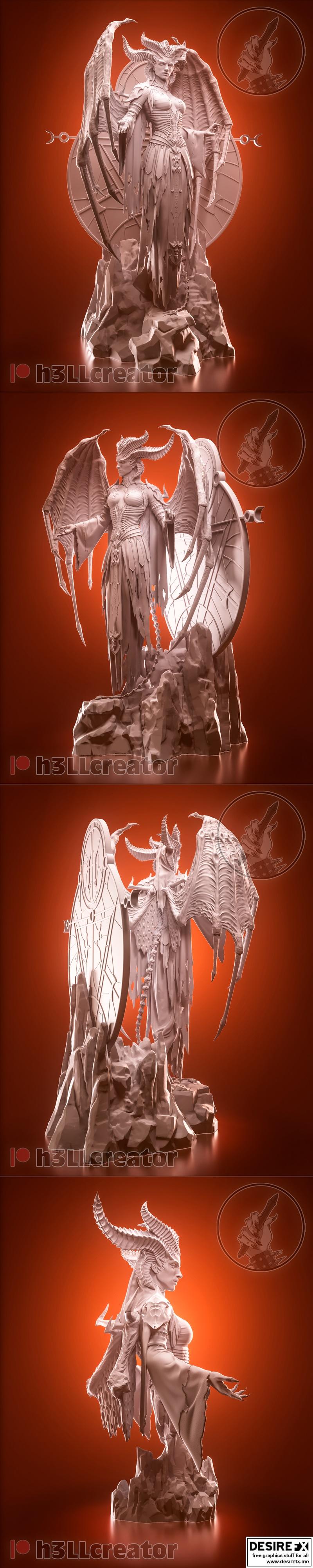 H3LL创作者 - 女神莉莉丝 - 3D打印模型|H3LL Creator – Lilith – 3D Print Model STL