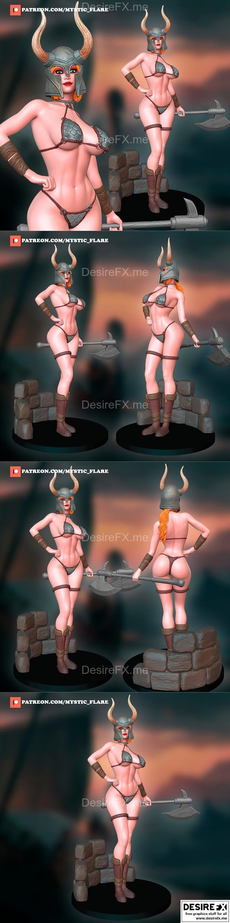 神秘焰火——野蛮女孩 3D打印模型|Mystic Flare – Barbarian Girl – 3D Print Model STL