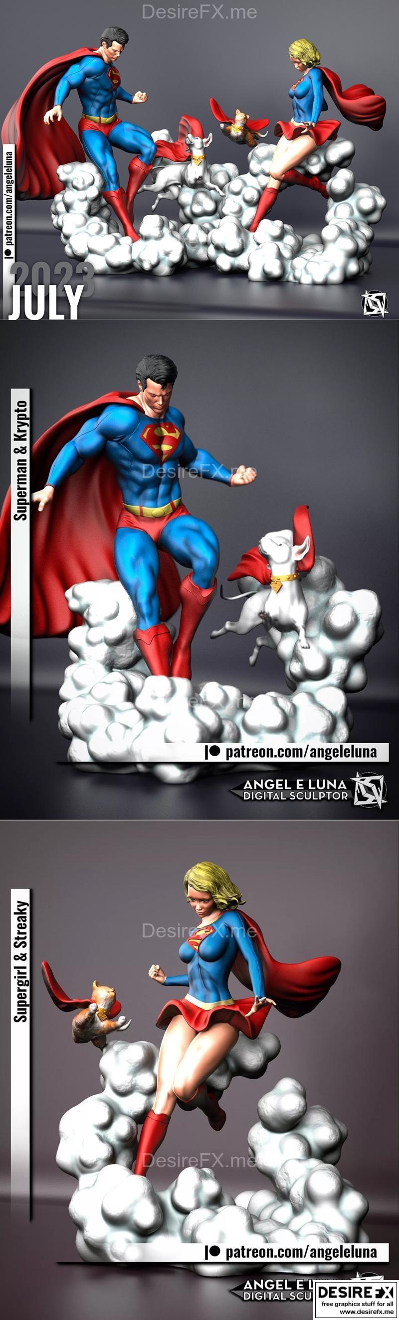 天使与月亮——超人与超女 3D打印模型|Angel e luna – Superman And Supergirl – 3D Print Model STL