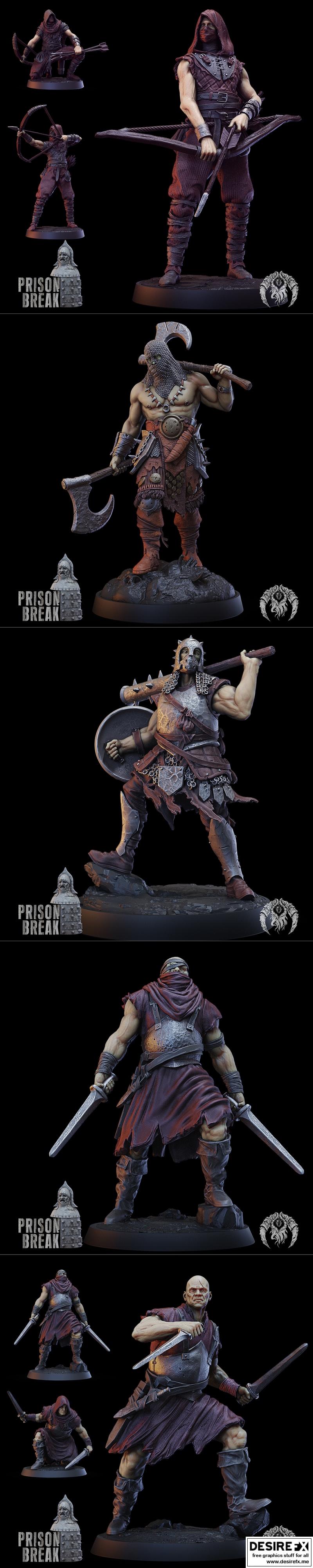 Bestiarum Miniatures 3D打印模型：监狱脱逃角色造型|Bestiarum Miniatures – Prison Break – 3D Print Model STL