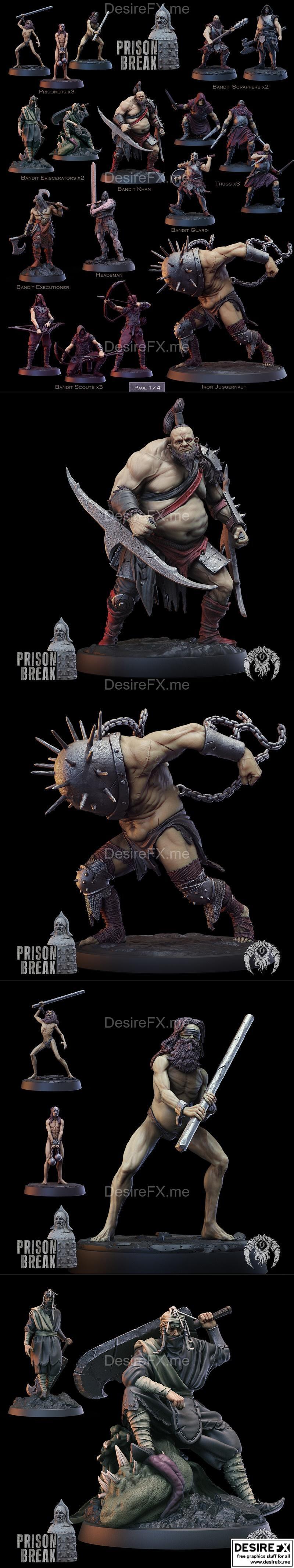Bestiarum Miniatures 3D打印模型：监狱脱逃角色造型|Bestiarum Miniatures – Prison Break – 3D Print Model STL