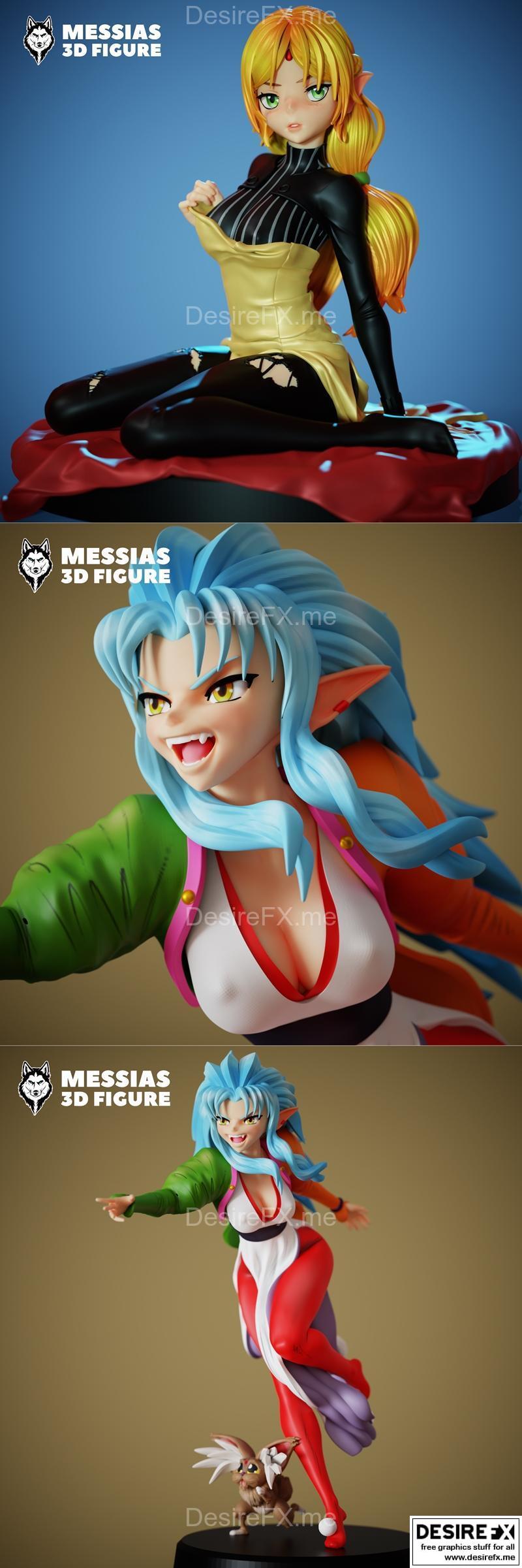 梅赛德斯——瑞萝· Hakubi 与害羞精灵 3D打印模型|Messias – Ryoko Hakubi and Tsundere Elf – 3D Print Model STL