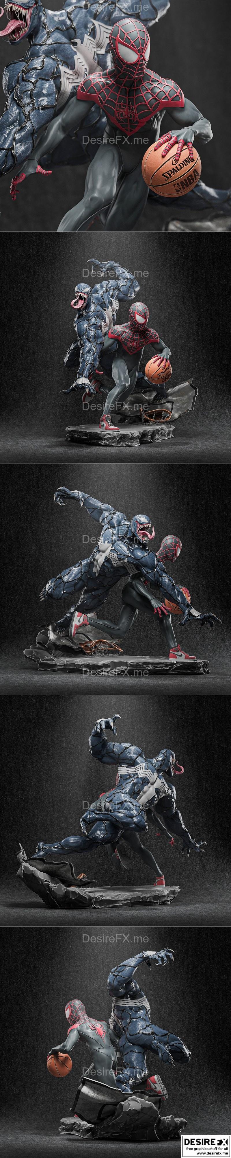 蜘蛛侠（迈尔斯·莫拉莱斯）对战毒液 3D打印模型|Ca 3d Studios – Spiderman (Miles Morales) Versus Venom – 3D Print Model STL