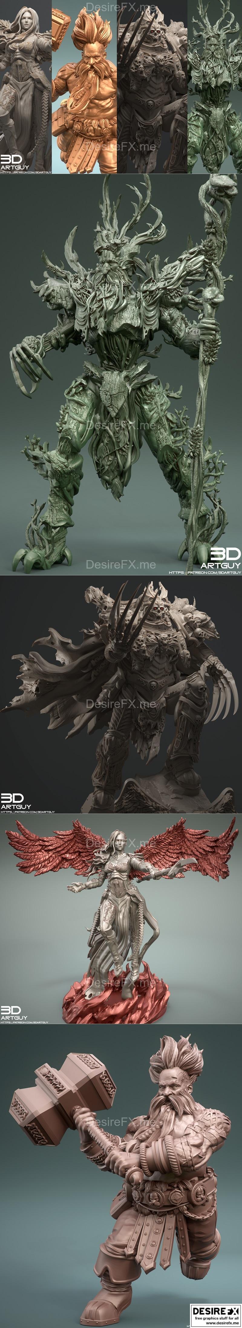 3DArtGuy 2023年8月作品：动漫游戏角色3D打印模型STL集|3DArtGuy August 2023 – 3D Print Model STL