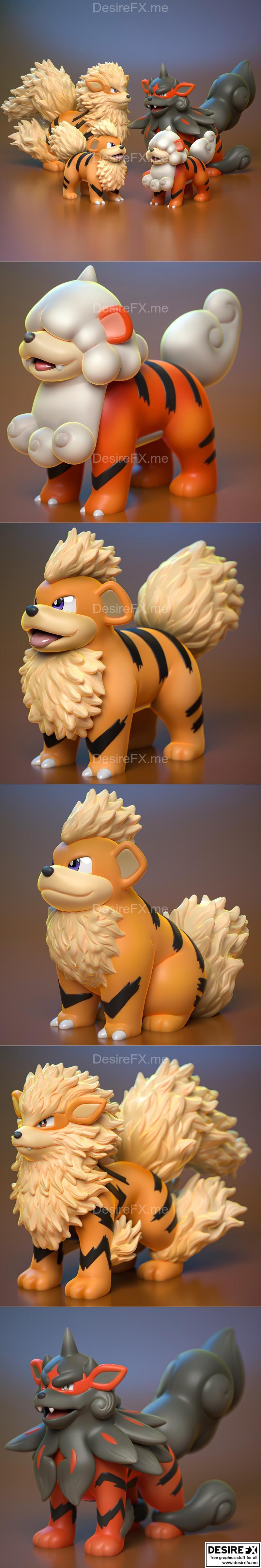 Growlithe进化形态 3D打印模型|Growlithe Evolutions – 3D Print Model STL