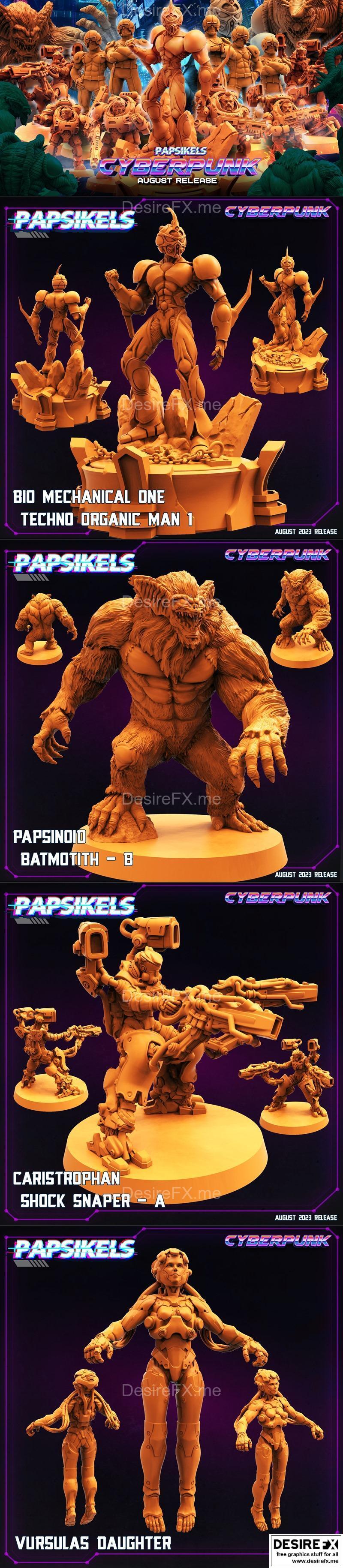 Papsikels迷你模型—赛博朋克2023款3D打印雕塑|Papsikels Miniatures – Cyberpunk August 2023 – 3D Print Model STL
