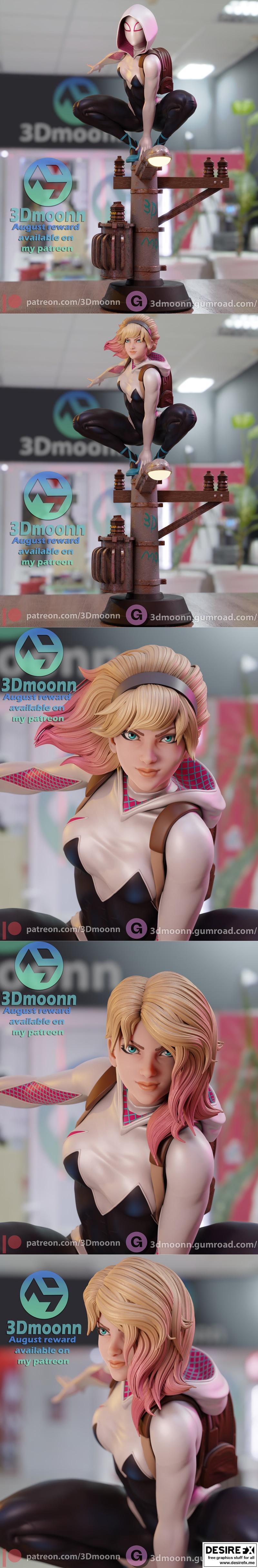 3D打印模型：蜘蛛格温（Spider Gwen）|3Dmoonn – Spider Gwen – 3D Print Model STL