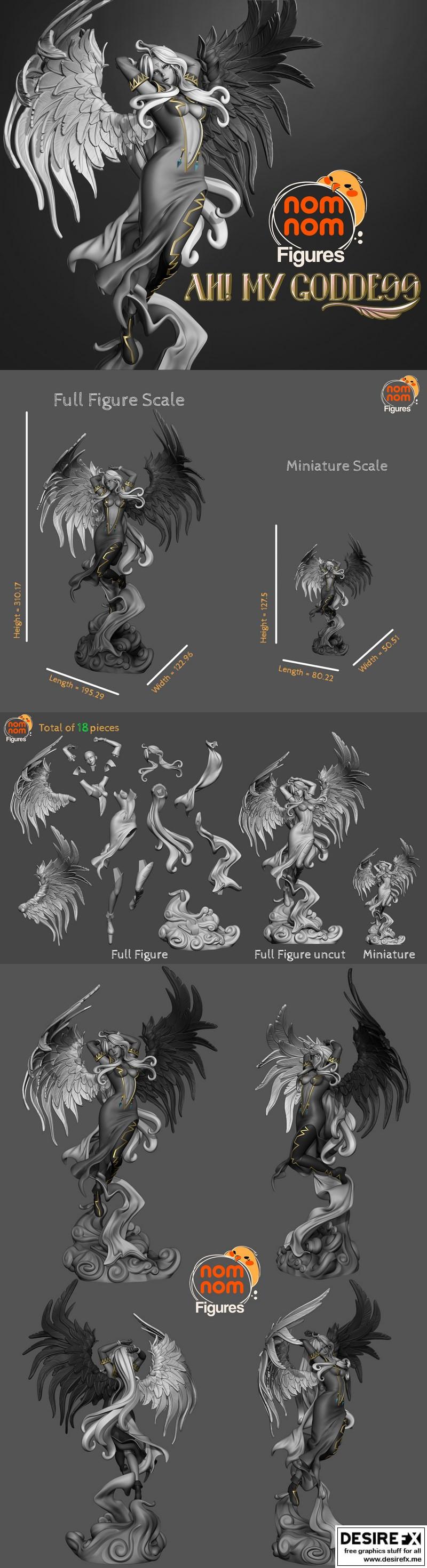 NomNom工作室《我的女神》3D打印模型|NomNom Figures – Ah! My Goddess! – 3D Model Print