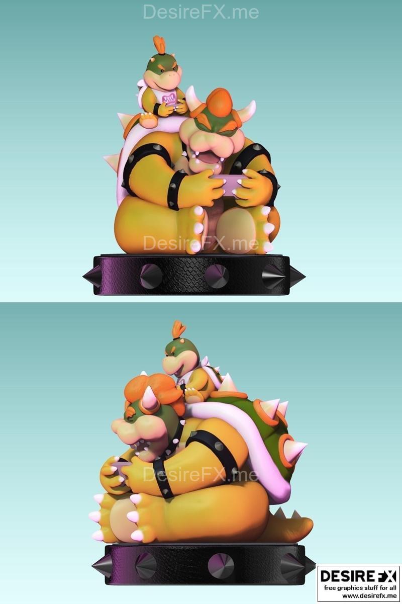 库罗巴与库罗巴小弟 3D打印模型|Bowser and Bowser Jr – 3D Print Model STL